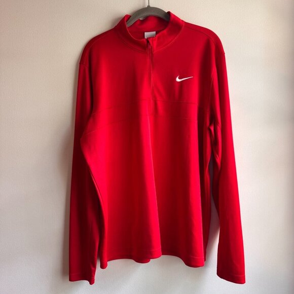 Nike Mens Essential Dri-Fit Pullover Jacket Size Large Red Golf CK6076 - Picture 1 of 6
